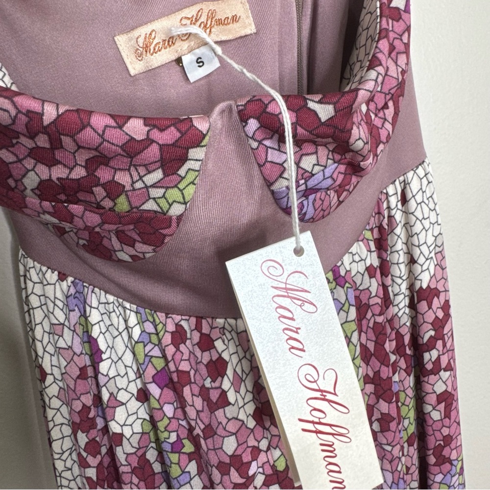 NWT Mara Hoffman 100% Silk Built in Bustier Cross Strap Empyre Mini Dress Small - Picture 5 of 11